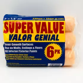 Premier 6pk38 Paint Roller Cover 9 Inch X3/8 Nap Polyester Polypropylene Core 6 Pk