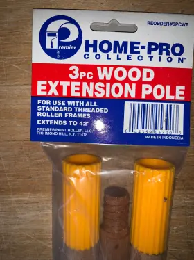 3pcwp Premier Paint Roller Company Llc Lot Of 5 - Home Pro 2 Pc Wood Extension Pole Extends To 42 Inch