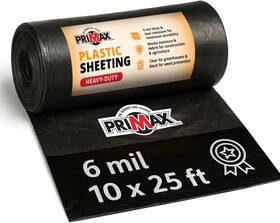 Primax 313113548568 6 Mil Plastic Sheeting 10ftx25ft Waterproof Uv Resistant Heavy Duty Th