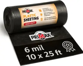 Primax 313113548568 6 Mil Plastic Sheeting 10ftx25ft Waterproof Uv Resistant Heavy Duty Th