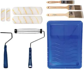 X4-th3p-5eyw Pro Grade Paint Roller Kit Brush And 10 Piece Set Wall Painting Blue