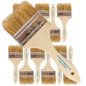 Prograde Supplies 609311410487 Pro Grade - Chip Paint Brushes 12 Ea 3 Inch Brush Light Brown