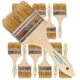 Prograde Supplies 609311410487 Pro Grade - Chip Paint Brushes 12 Ea 3 Inch Brush Light Brown