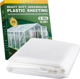Promore 445052975976 6 Mil Plastic Sheeting 12x25 Ft Greenhouse Heavy Duty Polyethylene F