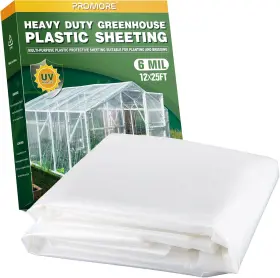 Promore 445052975976 6 Mil Plastic Sheeting 12x25 Ft Greenhouse Heavy Duty Polyethylene F