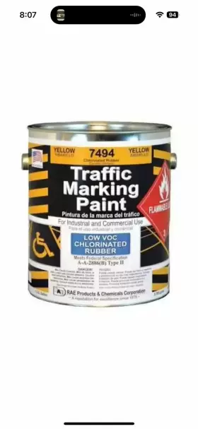 7494-01 Rae Traffic Zone Marking Paint 1 Gal. Yellow Chlorinated Solvent