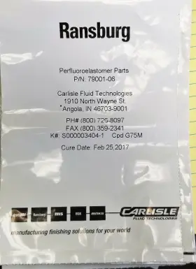 79001-06 Ransburg Itw Devilbiss O-ring / Kalrez 2-011 Cure Date 2017 A9b4