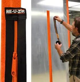 Re-u-zip 445040818865 Heavy-duty Reusable Dust Barrier Zipper Starter Kit Patented Hook