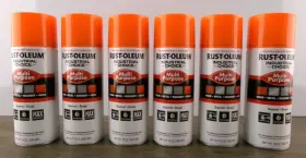 1654830 Rust-oleum 020066165482 Case Of 6 Fluorescent Orange Enamel Spray Paint New S3