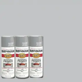 Rust-oleum 020066205751 3 Cans Flat Light Gray Automotive Primer Spray Stops Auto 15oz