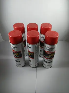 1665838 Rust-oleum Lot Of 6 S1600 System Inverted Striping Paint Aerosol Red