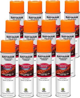 Rust-oleum 264697-12pk 12-pack Rust-oleum Industrial Choice M1400 Marking Spray 17oz Fluorescent Orange
