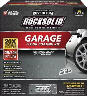 317286  Rust-oleum Rocksolid Polycuramine Garage Floor Coating 1 Car Kit 90 Fl Oz Pack Of