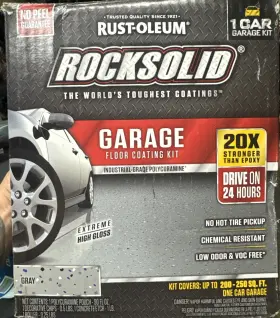 365190 Rust-oleum Rustoleum Rocksolid 1 Car Garage Floor Coating Kit Gray 2-250 Sq Ft