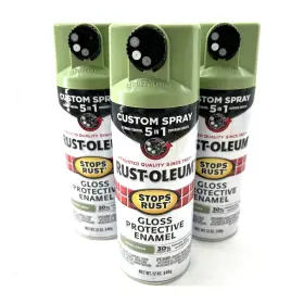 1037129 Rust-oleum 384753 12 Oz Gloss Laurel Green Enamel Spray Paint Lot Of 3
