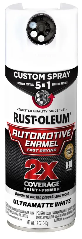 399972 Rust-oleum 2x Automotive Enamel Spray Paint 5-in-1 Ultra Matte White 12oz Fast Dry