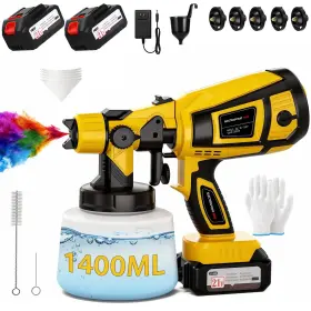 B0flprmrq8 Secoctsr Cordless Paint Sprayer 2x4000mah 21v 5 Nozzles And 3 Modes For Home Garden