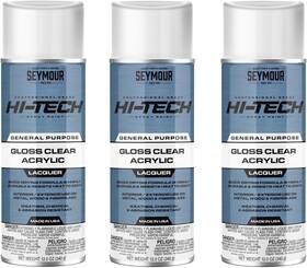 Seymour 043281000215 16-121 Hi-tech Lacquer Spray Paint Gloss Clear Acrylic 3-pack