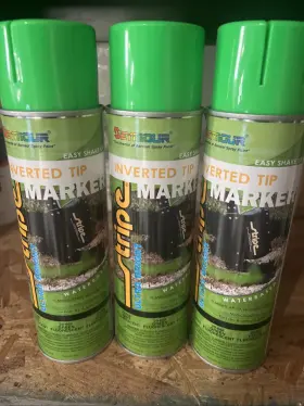20-668 Seymour 043281001977 Lot Of 3 Stripe Inverted Ground Marking Paint Fluorescent Green