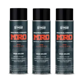 620-1415 Seymour 3-pk Mro Industrial High-solids Spray Paint Gloss Black 16 Oz