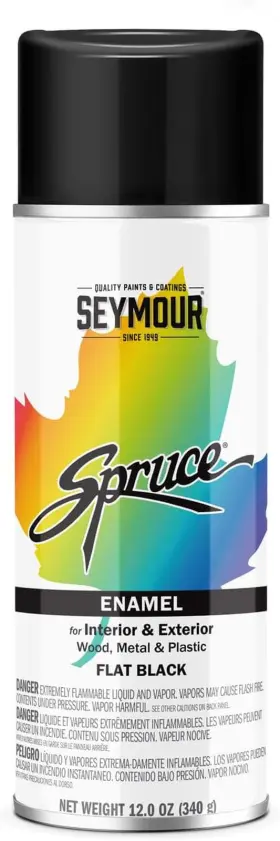 0000980010 Seymour Of Sycamore 313054196118 Spruce General Use Spray Paint 16 Oz. Can Flat Black
