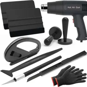 45006 Spanno Tools Vinyl Wrap Tool Set - Heat Gun Squeegees Cutter Magnet Black