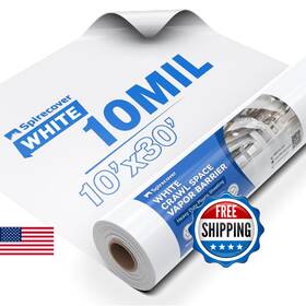 Spirecover B0dk9cfk5b 10 Mil White Crawl Space Vapor Barrier 10ftx30ft Heavy Duty Poly Film