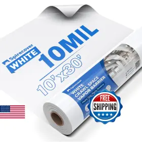 B0dk9cfk5b Spirecover 10 Mil White Crawl Space Vapor Barrier 10ftx30ft Heavy Duty Poly Film