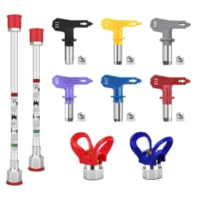 B0c5tc9gs9 Spray Freely 10 Piece Airless Paint Sprayer Gun Accessory Set 6 Tips 2 Extension Rods Nozzl