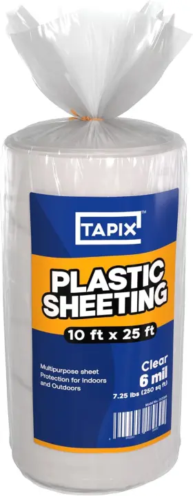 10256m Tapix Plastic Sheeting 10ft X 25ft Long 6 Mil Poly Polyethylene Film Heavy