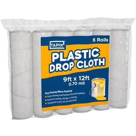 Tapix B06x9yzd96 12x9 Ft Plastic Drop Cloths 6-pack Waterproof Painters Tarp Floor Furniture Cove