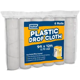 B06x9yzd96 Tapix 12x9 Ft Plastic Drop Cloths 6-pack Waterproof Painters Tarp Floor Furniture Cove