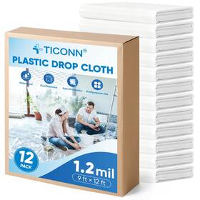 Ticonn B0f9nbjs38 12x9 Ft Plastic Drop Cloth For Painting Waterproof Sheeting Tarp Furnitur