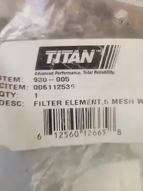 930-005 Titan #930-005 Filter Element 5 Mesh With Ball Cat#930-005