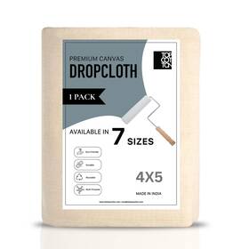 Topcotton B0dw443zh8 Cotton Canvas Drop Cloth 4x5 Ft - Reusable 100% Recycled Paint Tarp