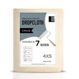 B0dw443zh8 Topcotton Cotton Canvas Drop Cloth 4x5 Ft - Reusable 100% Recycled Paint Tarp