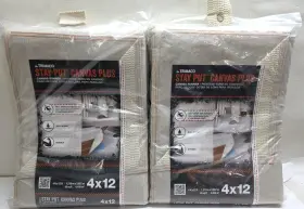 Trimaco 047034043283 2pk Stay Put Painters Canvas Plus Drop Cloth Surface Grip Spill Block 4 X 12ft