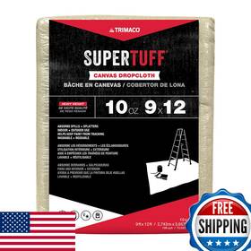 Trimaco B00176v7jo 51121 Supertuff 9x12 Ft Tan Drop Cloth 108 Sq Heavy Duty