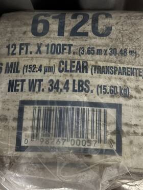 Trm 612c 12x100 6-mil Weather-all Polyethylene Sheeting Clear Visqueen Roll