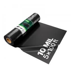 Uimoso Slm10ft100ft8m2u2 10mil Plastic Sheeting Roll 5 X 100 Ft Heavy Duty Polyethylene Black