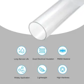 Unique Bargains 092733347989 Acrylic Round Tube 54mm Id 60mm Od Clear 10-inch Pmma Pipe For