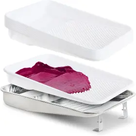 Unvert 634949437087 Paint Tray And Liner Set Includes 9 Inch Reusable 1 Quart Aluminum White