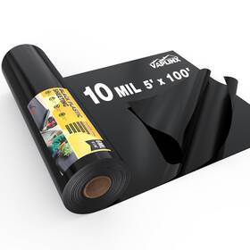 Vaplinx B0f4jk3c48 10 Mil Black Plastic Sheeting 5x100 Ft - Heavy Duty Polyethylene Roll