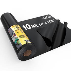 Vaplinx B0f4jtp4py 10 Mil Black Plastic Sheeting 10x100 Ft - Heavy Duty Polyethylene Roll