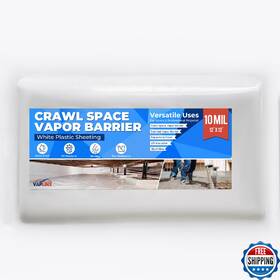 Vaplinx B0fp2kp6ph White Crawl Space Vapor Barrier 10 Mil 12ft X Heavy Duty Pol