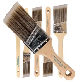 Vermeer 810014340814 Angle Paint Brushes 1 Inch 1.5 2 Tan Handle Mixed Color Filaments