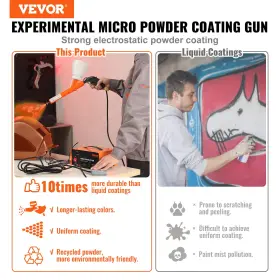 50kv Vevor 197988631231 Powder Coating System Electrostatic Output Kit With Spray Gun Nozzles Cups