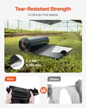 Vevor 197988650744 6mil Plastic Sheeting Roll 10 X 100 Ft Heavy Duty Film Black And White