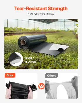Vevor 197988651833 10mil Plastic Sheeting Roll 10 X 100 Ft Heavy Duty Black And White