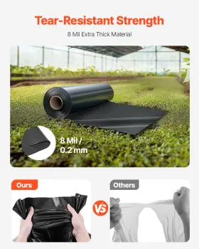 Vevor 197988651956 10mil Plastic Sheeting Roll 10 X 100 Ft Heavy Duty Polyethylene Black